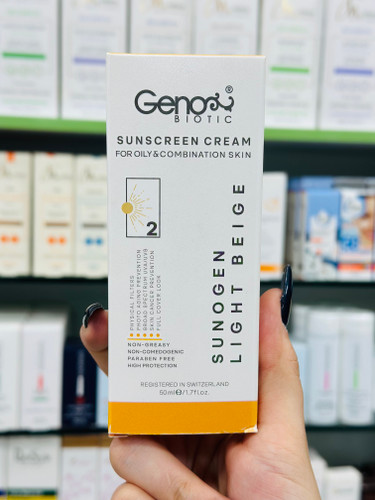 کرم ضد آفتاب پوست های چرب SPF50 سانو ژن (بژ روشن) ژنوبایوتیک