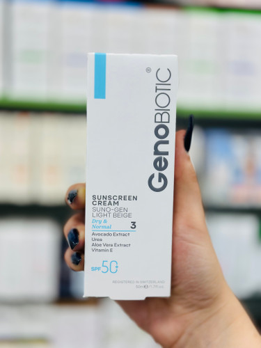 کرم ضد آفتاب پوست خشک SPF50 سانوژن (بژ روشن) ژنوبایوتیک